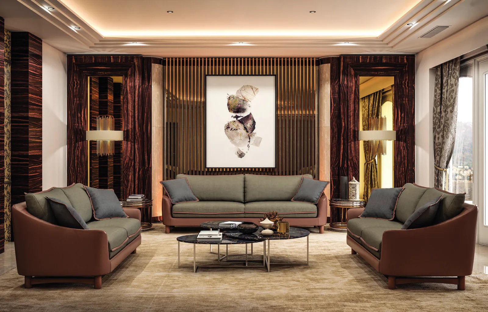 Salone con divani e poltrone Brianform